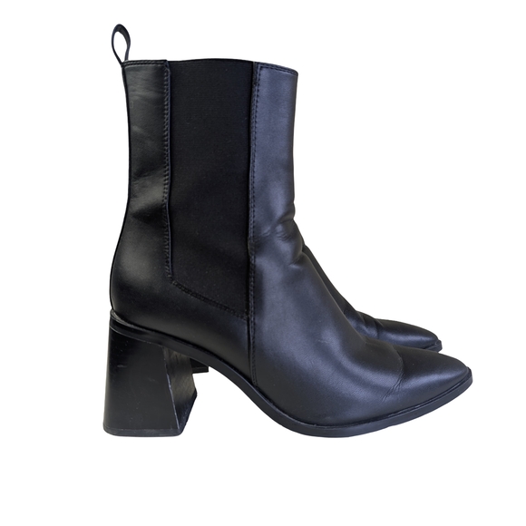Zara Black Heeled Chelsea Boots | Pointed Toe Flared Heel | EU 37 - Picture 4 of 10